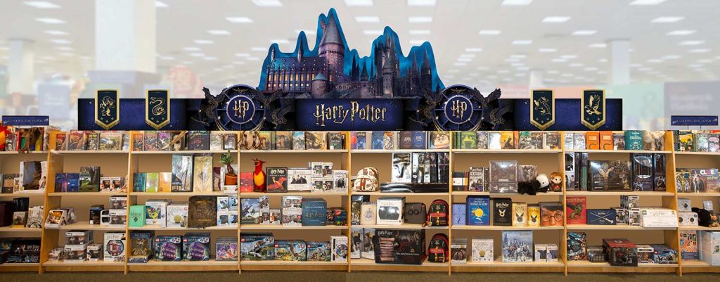 harry potter bookshelf display